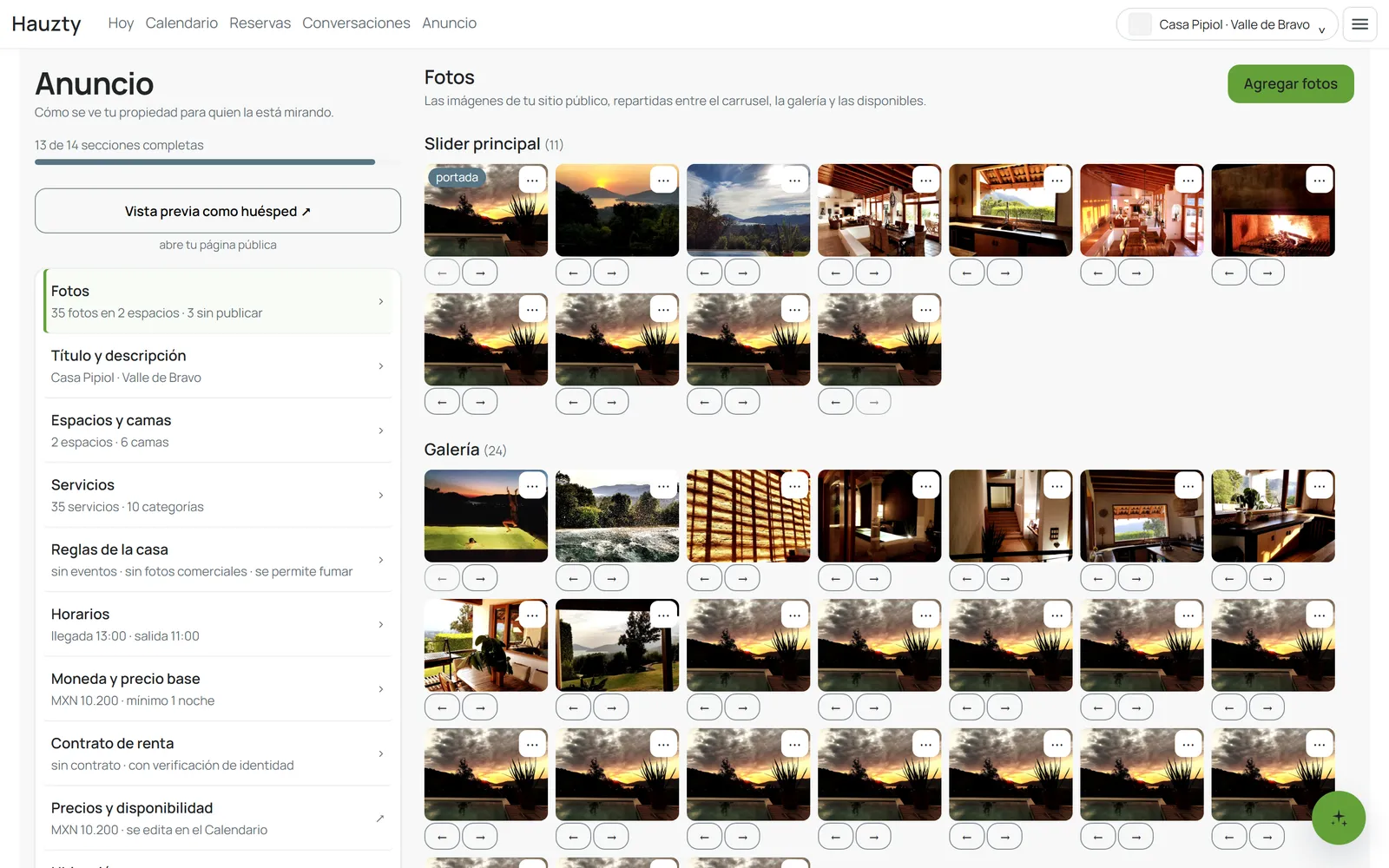 Editor del anuncio: fotos agrupadas por espacio
