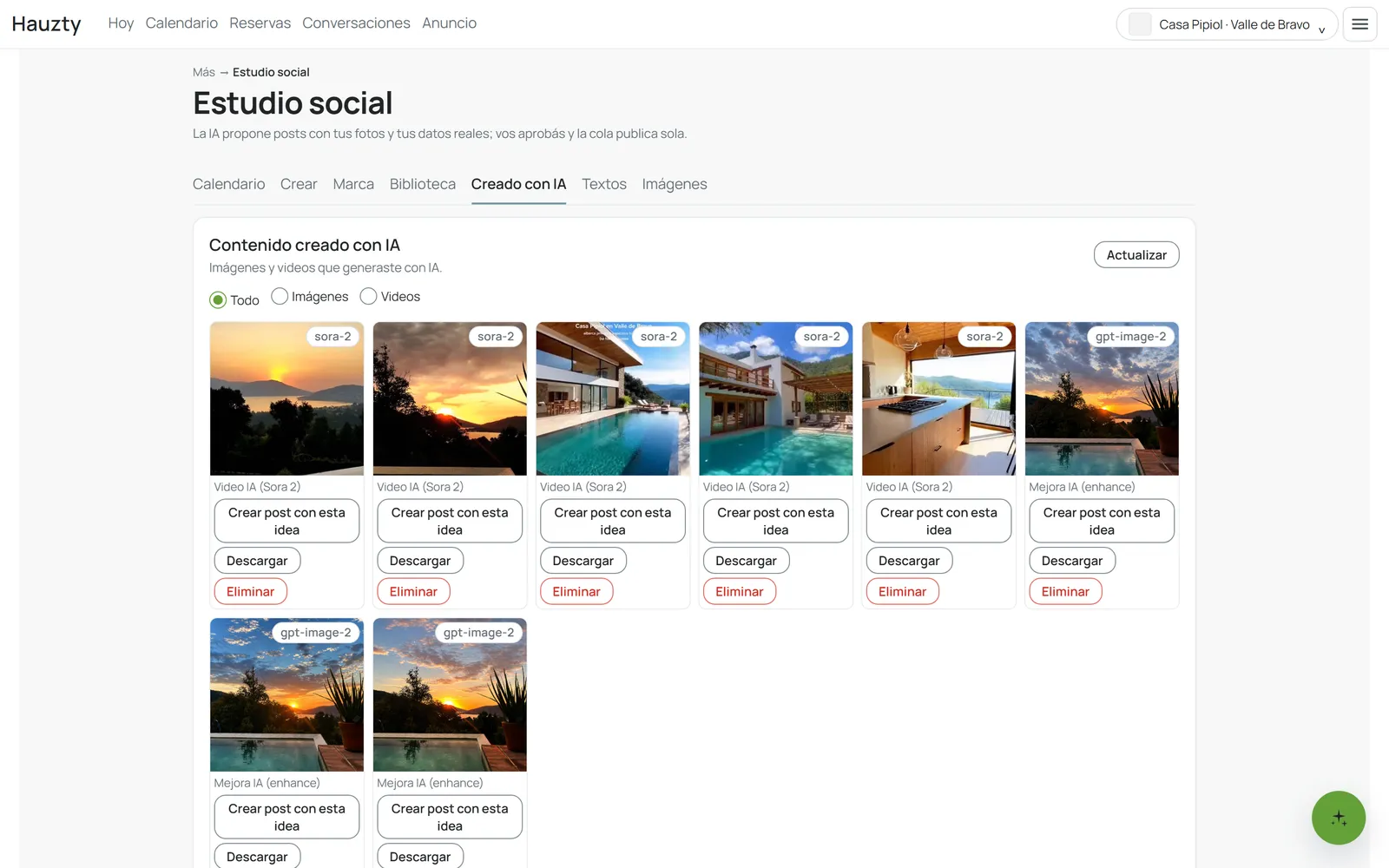 Estudio social con imágenes generadas a partir de las fotos de la propiedad