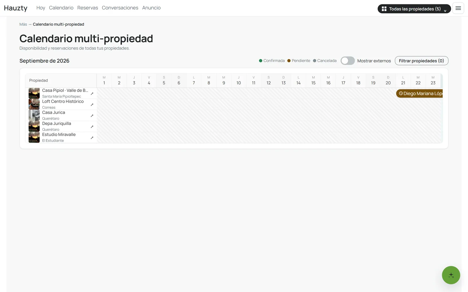 Calendario multipropiedad